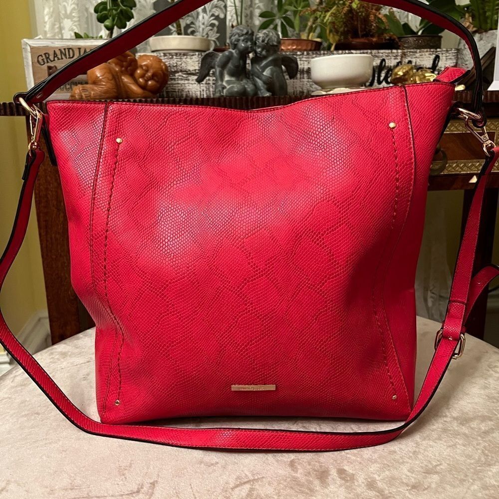 *Simply Noelle* Reptile Snakeskin Large *Summer-Red* Tote Handbag